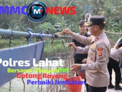 BERSAMA MASYARAKAT POLRES LAHAT PERBAIKI JEMBATAN GANTUNG SEBAGAI AKSES VITAL WARGA