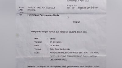 Heboh !! Warga desa Sumberrejo Gegara Undangan Penyelesaian Waris